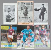 A collection of player autographs from Aston Villa teams dating from the 1960s onwards, comprising
