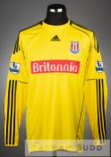 Asmir Begovic signed yellow Stoke City no.1 goalkeeper's change jersey, season 2010-11, long-sleeved