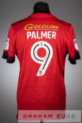 Ollie Palmer signed red and black Leyton Orient no.9 jersey, season 2016-17, short-sleeved with