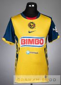 Jorge Sanchez yellow and navy Club America no.11 jersey v Manchester City in the Atlanta
