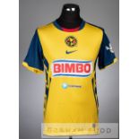 Jorge Sanchez yellow and navy Club America no.11 jersey v Manchester City in the Atlanta