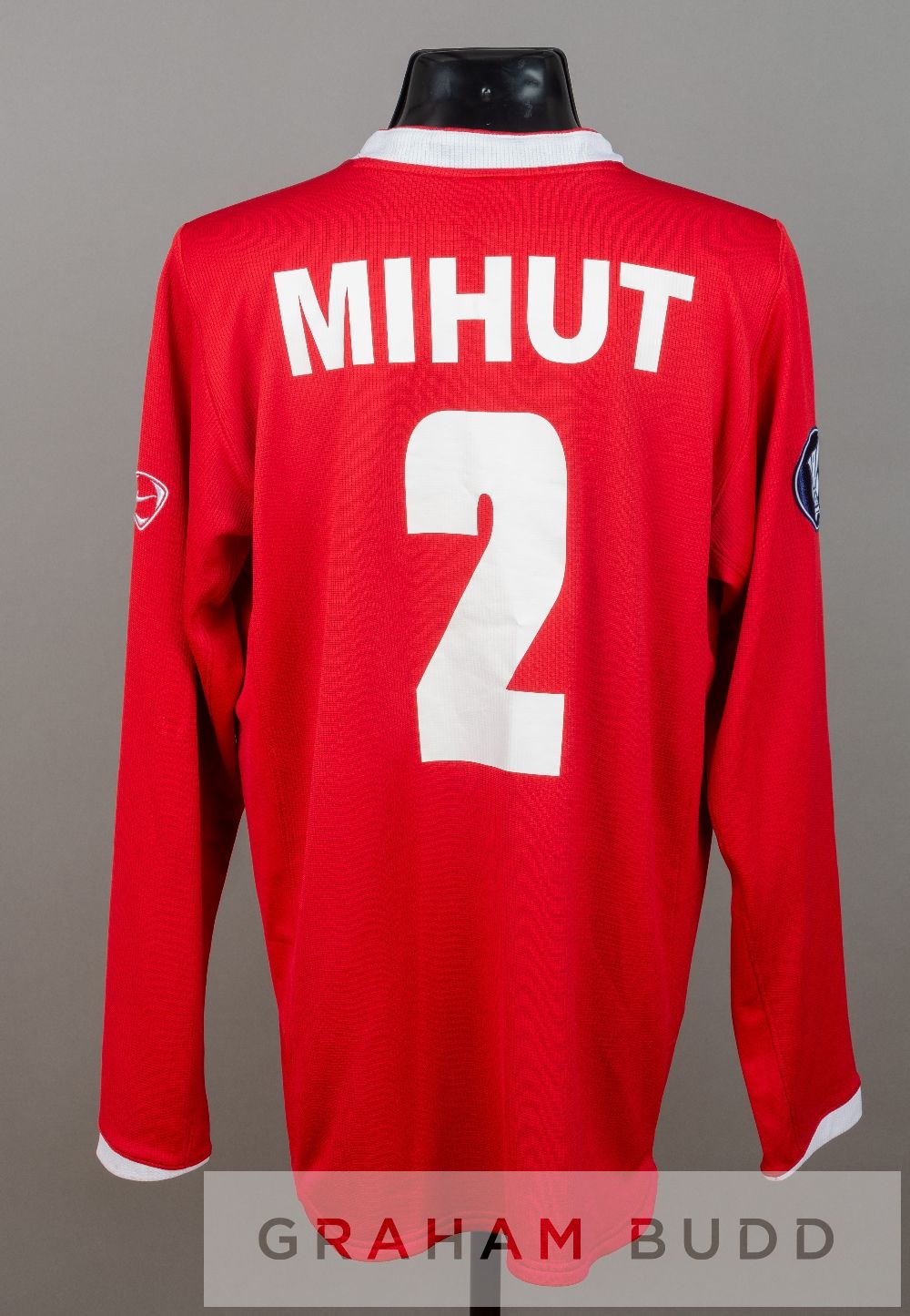 Dorin Mihut red and white FC Dinamo Bucuresti no.2 jersey v Tottenham Hotspur in the UEFA Cup at - Image 2 of 2