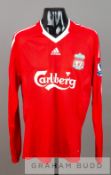 Stephen Darby red Liverpool no.32 home jersey, season 2008-09, long-sleeved with BARCLAYS PREMIER