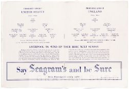 Match programme for the 1953 Coronation Celebration International friendly between USA and England