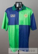 Green and navy Northern Ireland No.19 jersey, circa 1997, by Asics, short-sleeved, with NORTHERN