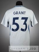 Josh Grant pale white and navy Chelsea no.53 away jersey, season 2017-18, short-sleeved with club