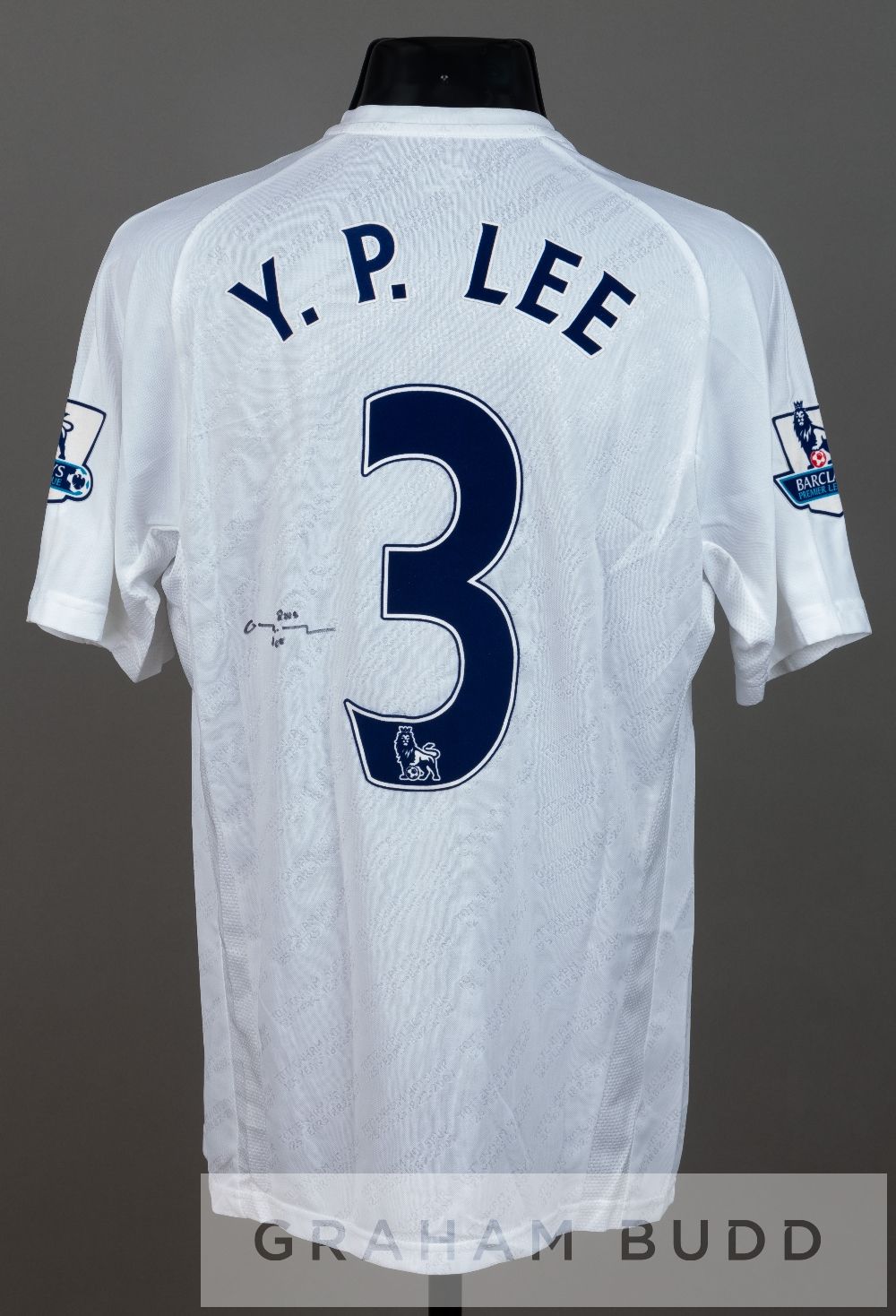 Lee Young-Pyo signed white Tottenham Hotspur no.3 home jersey, season 2007-08, short-sleeved with - Image 2 of 2