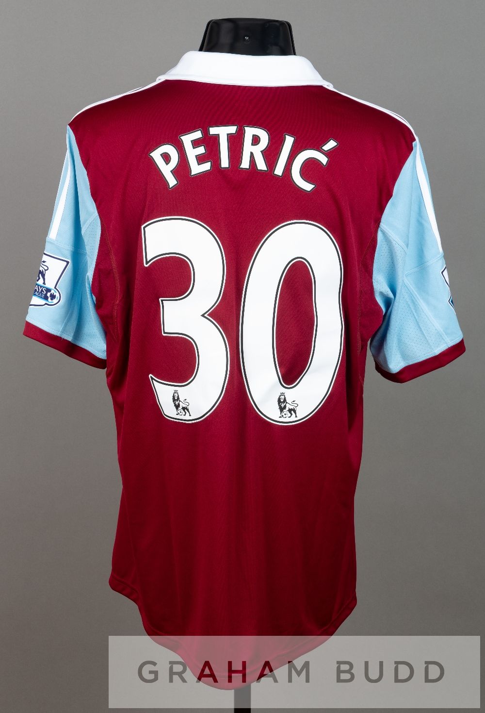 Mladen Petric claret and blue West Ham United no.30 Poppy home jersey v Aston Villa at Upton Park, - Image 2 of 2