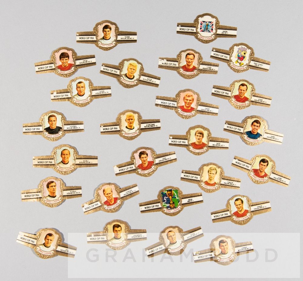A full suite of 1966 World Cup cigar bands by Ernst Casimir, comprising of 25 bands each featuring