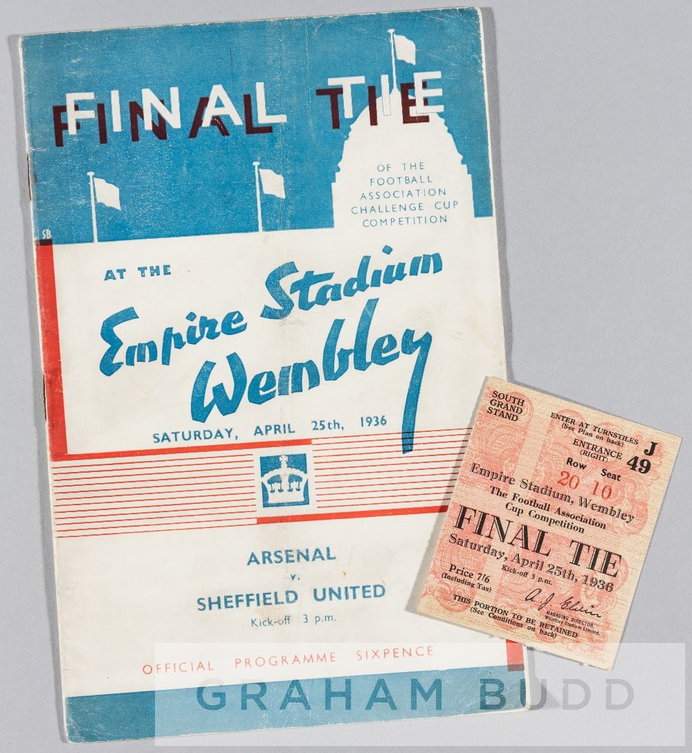 Programme and ticket for the Arsenal v Sheffield United F.A. Cup Final played at Wembley Stadium
