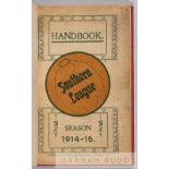 A bound volume containing The Southern League Handbook for seasons 1914-15 and 1920-21, both with