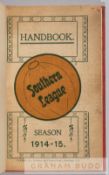 A bound volume containing The Southern League Handbook for seasons 1914-15 and 1920-21, both with
