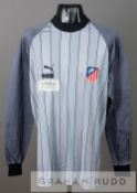 Unusual grey Atletico Madrid No.1 goalkeeper's jersey bearing a logo patch for the Barcelona 1992