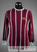 Claret and blue striped Crystal Palace No.11 home jersey, circa 1968, long-sleeved, inscribed in