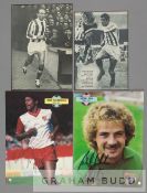 A collection of player autographs from Stoke City teams dating from the 1960s onwards, comprising 34