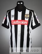 Alan Smith signed black and white striped Notts County no.4 home jersey, season 2016-17, short-