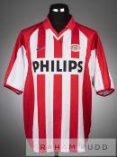 Kasper Bogelund red and white striped PSV Eindhoven no.30 jersey, season 2000-01, short-sleeved with