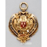 Newcastle United 1906-07 Football League Division One Championship medal awarded to Frank Watt, 18ct