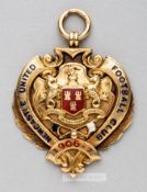 Newcastle United 1906-07 Football League Division One Championship medal awarded to Frank Watt, 18ct