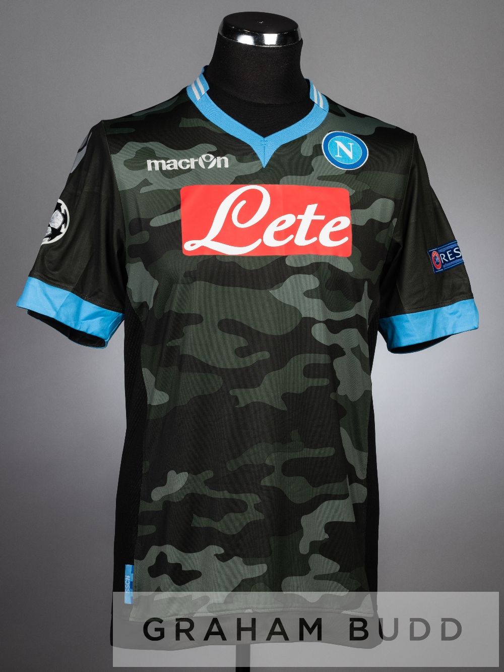 Goran Pandev camouflage patterned Napoli no.19 jersey v Arsenal in the UEFA Champions League Group