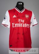 Emile Smith Rowe squad signed red and white Arsenal no.32 home jersey, season 2019-20, short-sleeved