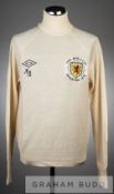 Martin Buchan cream Scotland warm-up top in the FIFA World Cup tournament in Argentina, 1st to