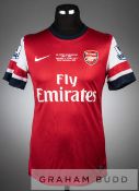 Theo Walcott red and white Arsenal no.14 home jersey v Stoke City at Emirate Stadium, 22nd September