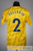 Hector Bellerin yellow and navy Arsenal no.2 away jersey season 2019-20, short-sleeved with THE