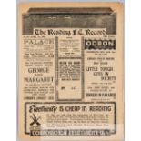 Reading reserves v Arsenal reserves programme played at Elm Park 1st April 1939, 8 pages, good