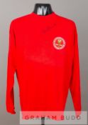 Bobby Charlton signed red England 1966 40th Anniversary tribute jersey 1966-2006, long-sleeved