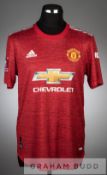 Luke Shaw red Manchester United 23 away jersey v Leicester City in the FA Cup Quarter-Final at