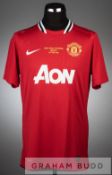 Phil Jones white and red Manchester United no.4 home jersey for the Harry Gregg Testimonial v