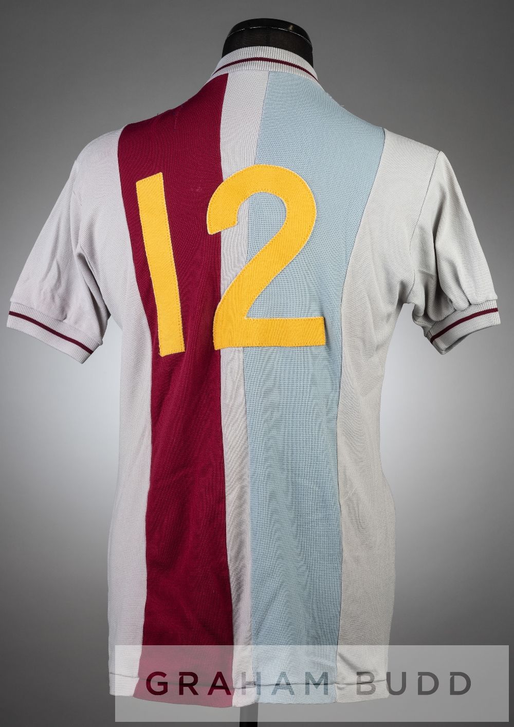 Blue, claret and grey Crystal Palace no.12 substitute's home jersey, season 1972-73, short-sleeved - Image 2 of 2