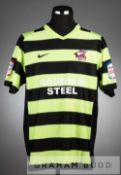 Kenny Milne black and green Scunthorpe United no.20 away jersey, season 2010-11, short-sleeved