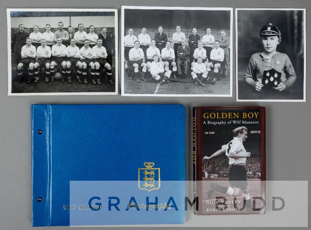 Wilf Mannion album of b&w photographs and a signed copy of his autobiography "Golden Boy", the large