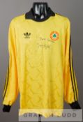 Gerry Peyton signed yellow Republic of Ireland no.16 substitute's goalkeeper's jersey, circa 1991,