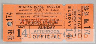 An Official ticket for Manchester United's international soccer match v Brookhattan Hakoah Hispano