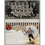A b & w Newcastle United FC team postcard, circa 1905, featuring Frank G Watt, the Newcastle