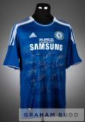 Squad signed blue and white Chelsea replica jersey, season 2011-12, short-sleeved, embroidered