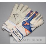Tom Heaton signed England Precision Fusion goalkeeper's gloves, white, blue and orange gloves
