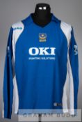 Manuel Fernandes blue and white Portsmouth no.6 home jersey, season 2006-07, long-sleeved with