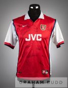 Multi signed red and white Arsenal home jersey, season 1998-99, short-sleeved, with club crest and