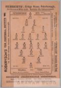 Peterborough City v Walsall programme 22nd October 1908, orange card printed on both side, with team