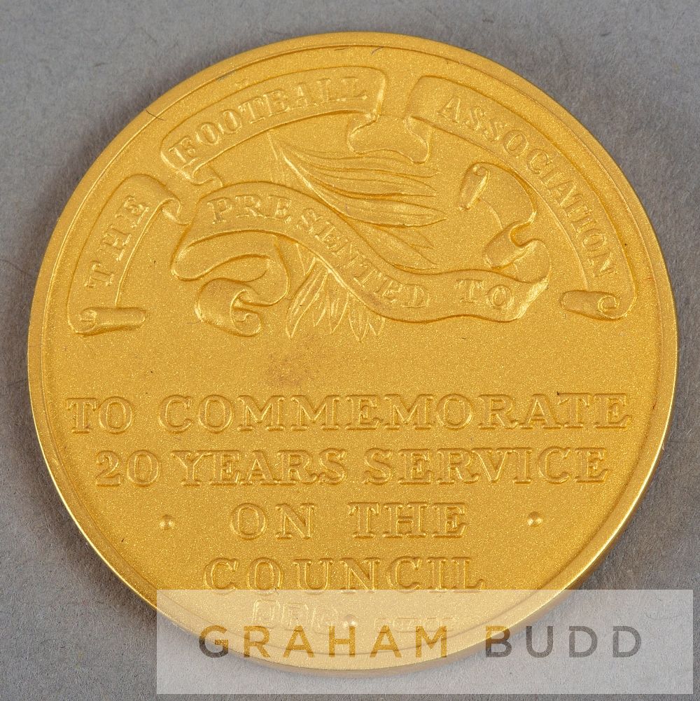 Football Association Councillor's Long Service medal, hallmarked 9ct. gold, Birmingham, by J R - Image 2 of 2