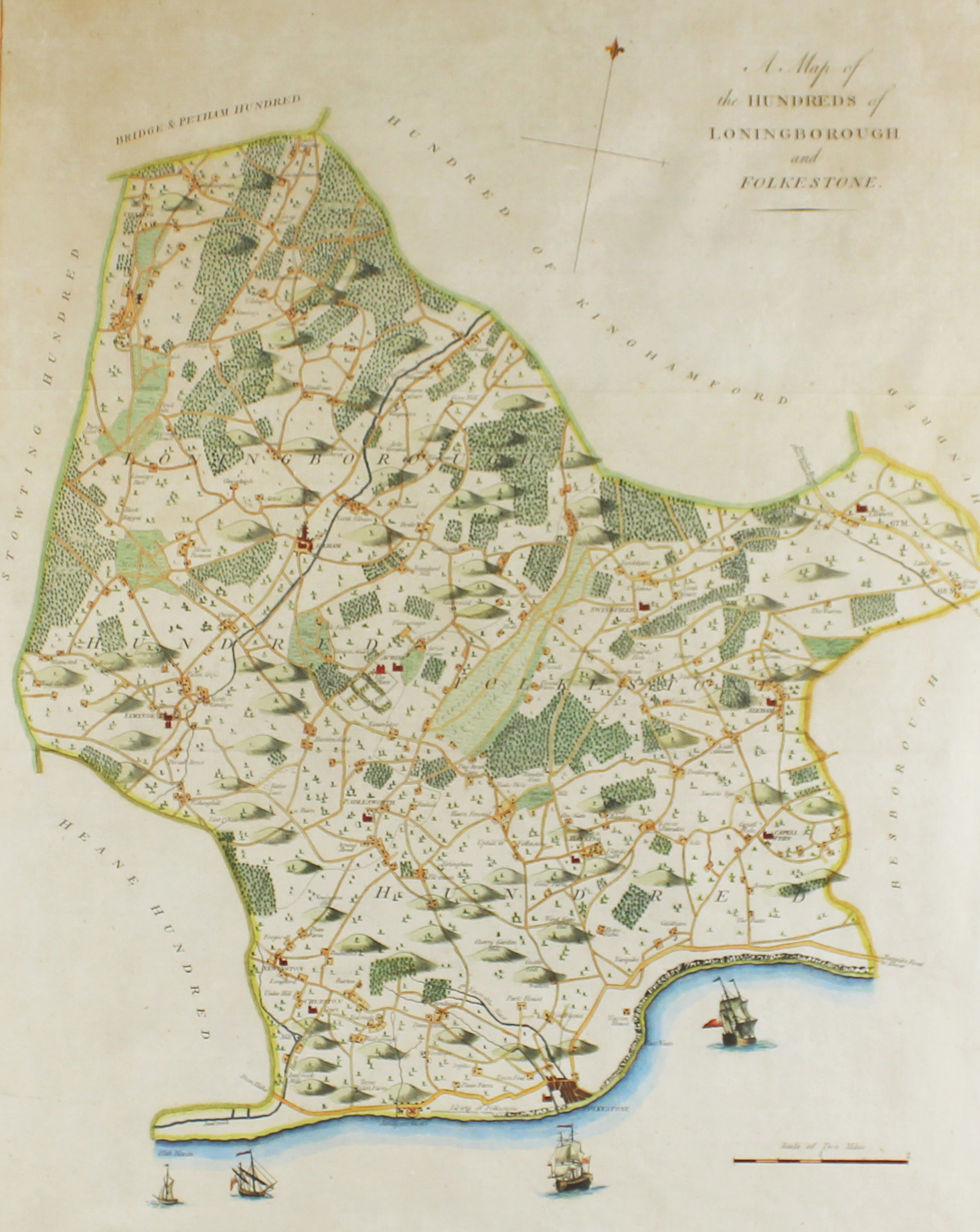 Map of the Hundreds of Loningborough & Folkestone plus two old legal documents - Image 2 of 3