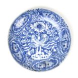 A Chinese blue and white porcelain plate, late Ming dynasty