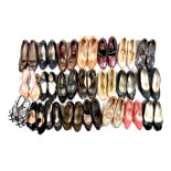 A large collection of twenty pairs of vintage and retro shoes.