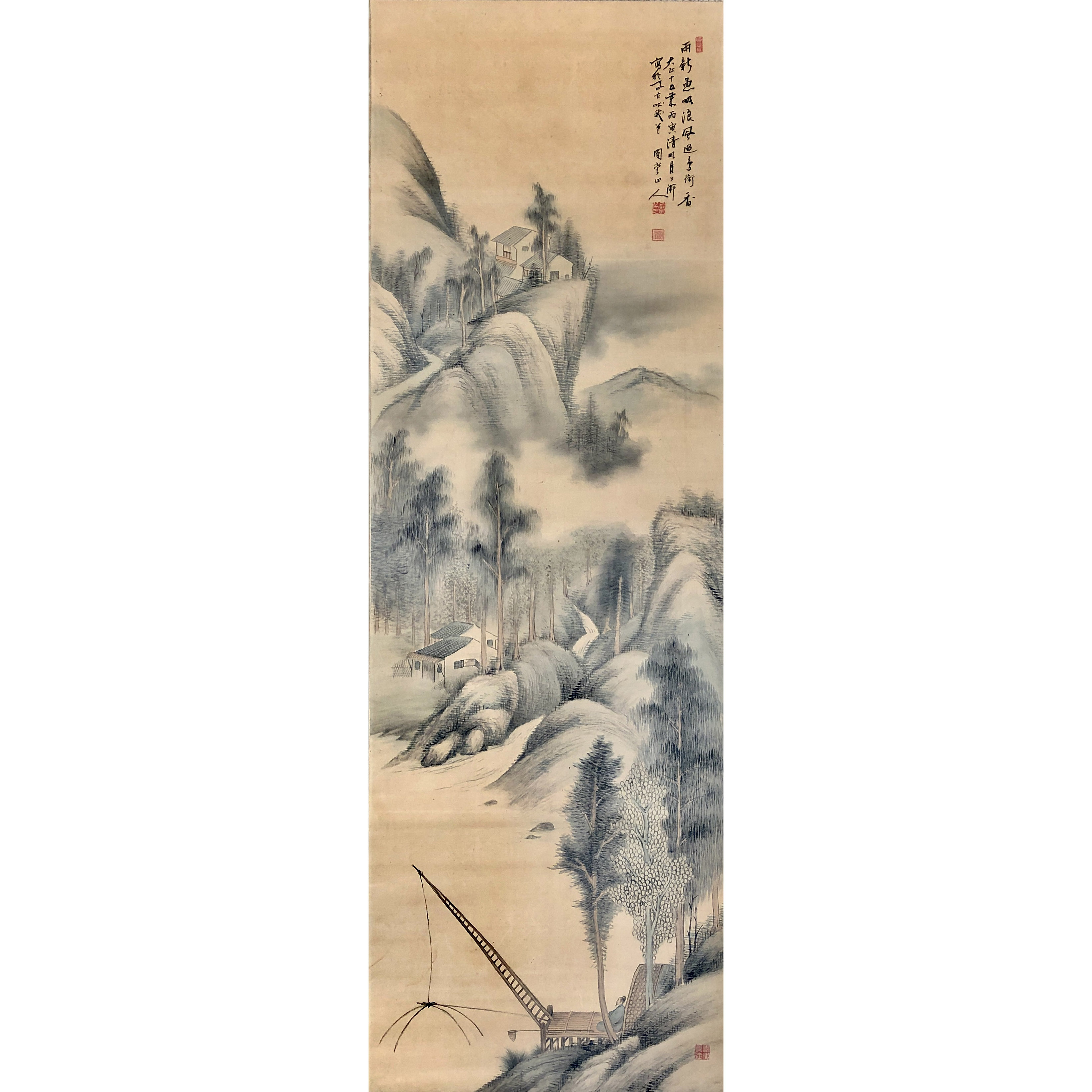A Chinese landscape in watercolour, probably late 19th/early 20th century