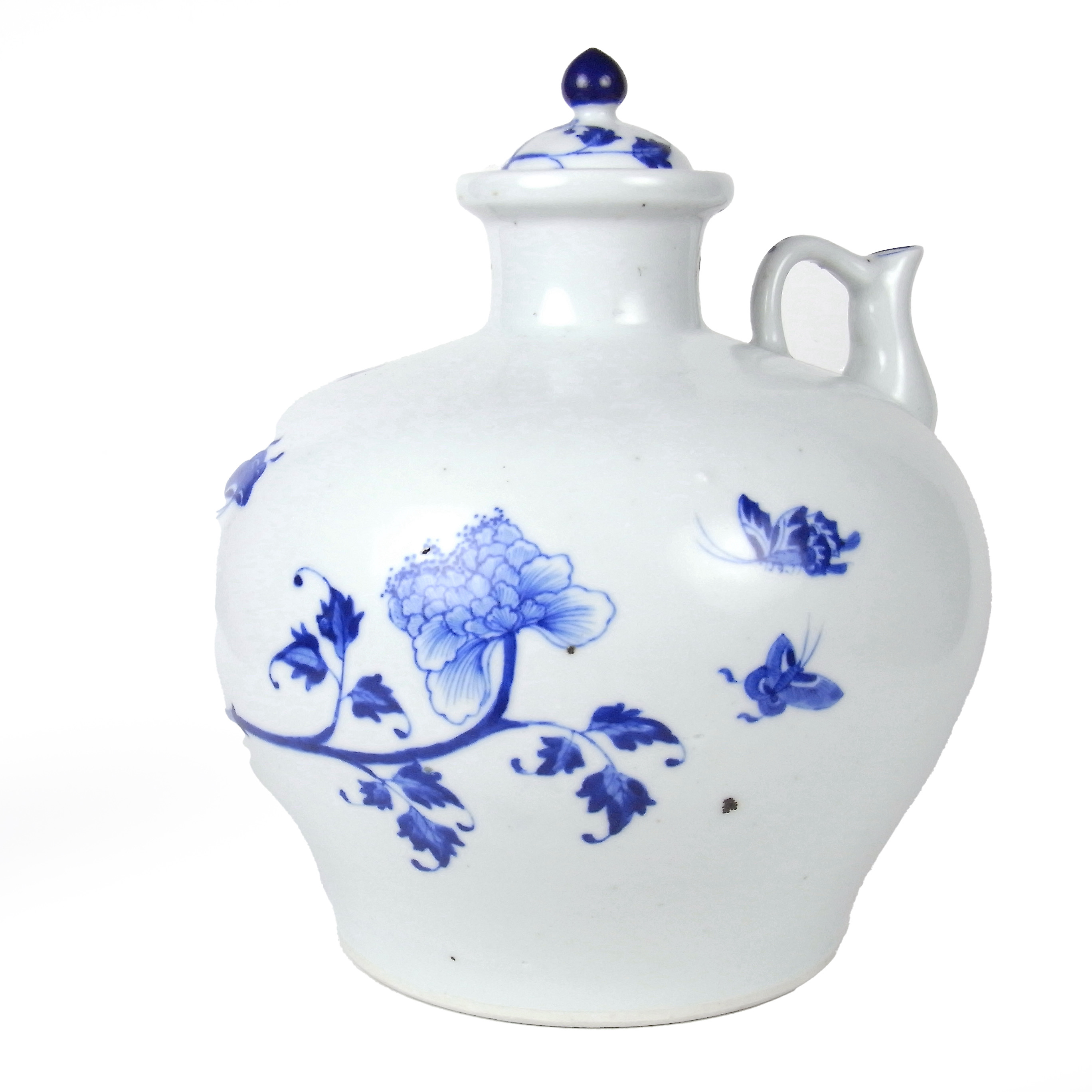 A Chinese blue and white porcelain decanter and cover, late Qing dynasty - Image 2 of 2
