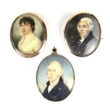 Thomas Peat miniature portrait brooch together with a further miniature portrait brooch and a miniat